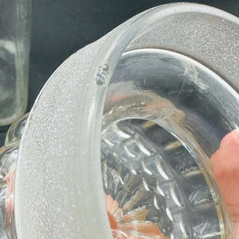 Vintage Clear Glass Square Apothecary Jar with Bubble Texture Lid‎